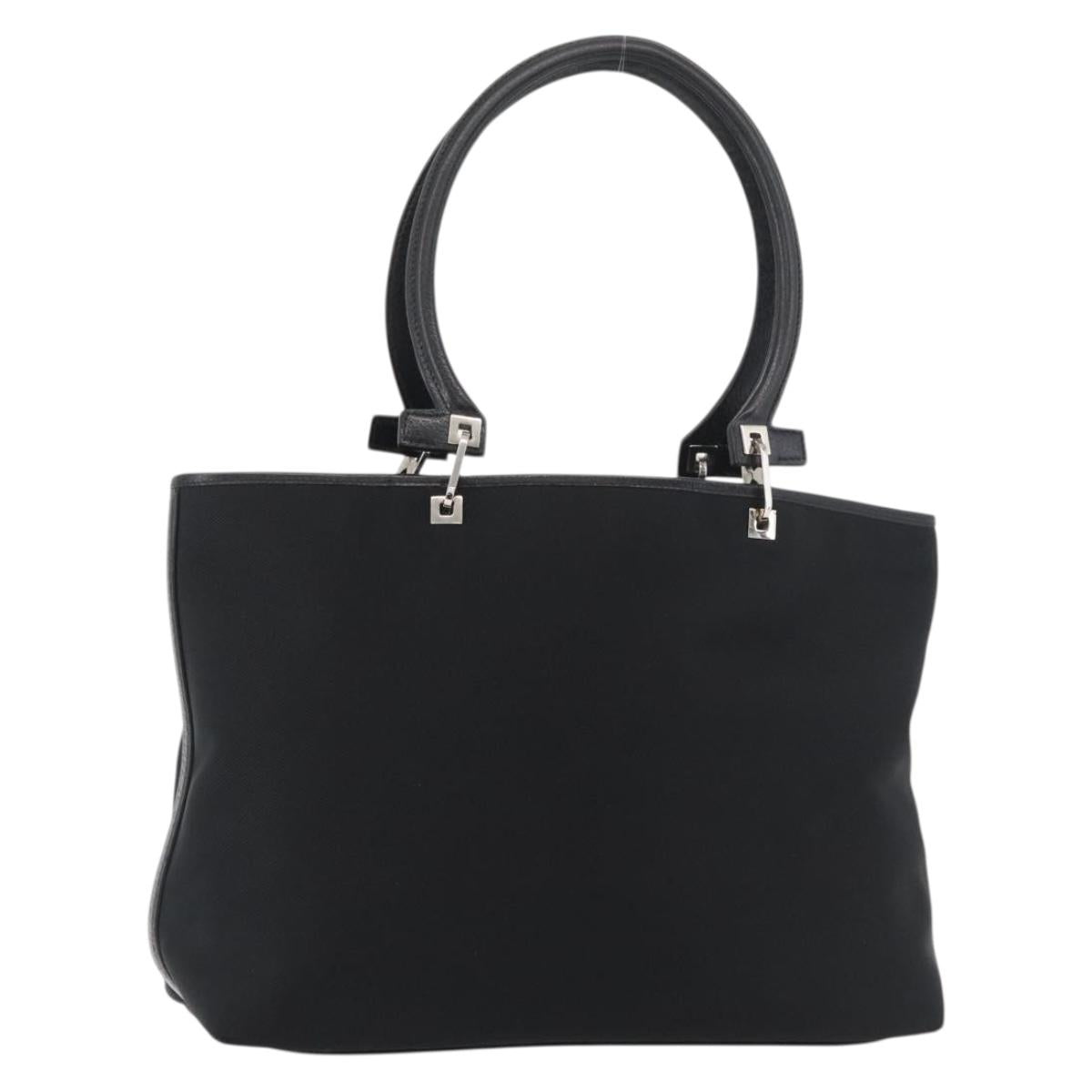 Salvatore Ferragamo Gancini Tote Bag Nylon Black Silver Auth 176841A