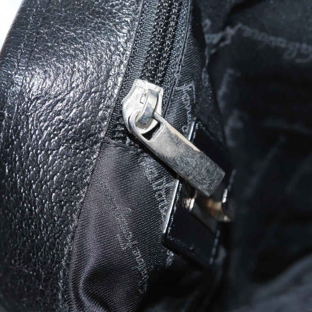 Salvatore Ferragamo Gancini Tote Bag Nylon Black Silver Auth 176841A