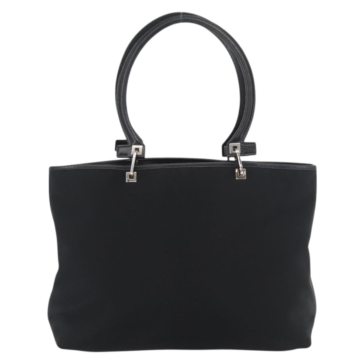 Salvatore Ferragamo Gancini Tote Bag Nylon Black Silver Auth 176841A