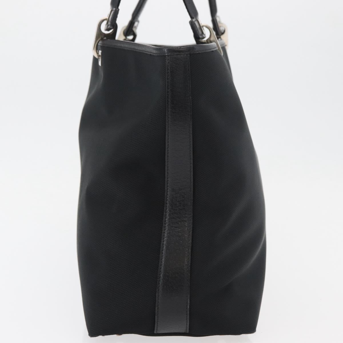 Salvatore Ferragamo Gancini Tote Bag Nylon Black Silver Auth 176841A