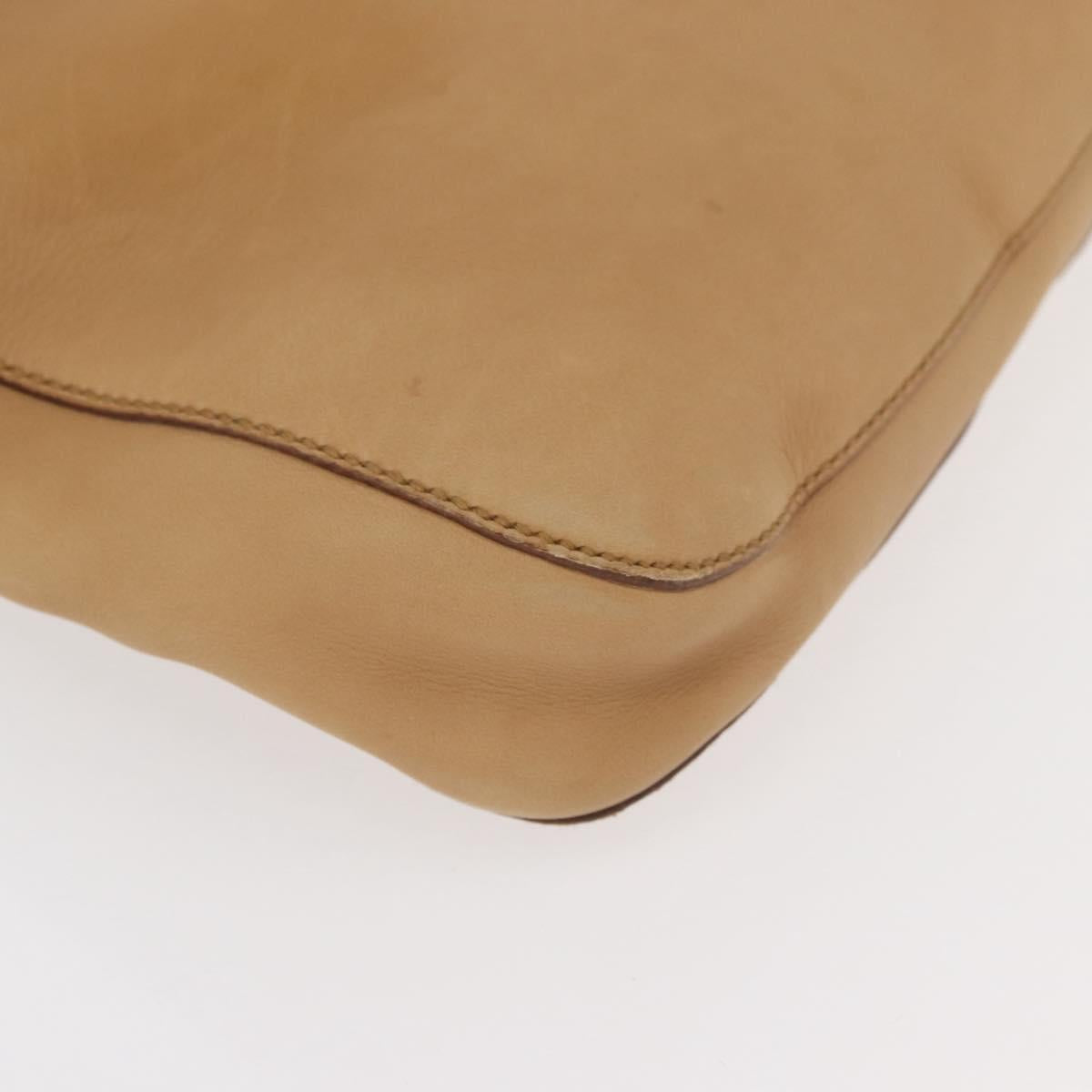 GUCCI Horsebit Shoulder Bag Leather Beige Gold 101975 Auth 176842A