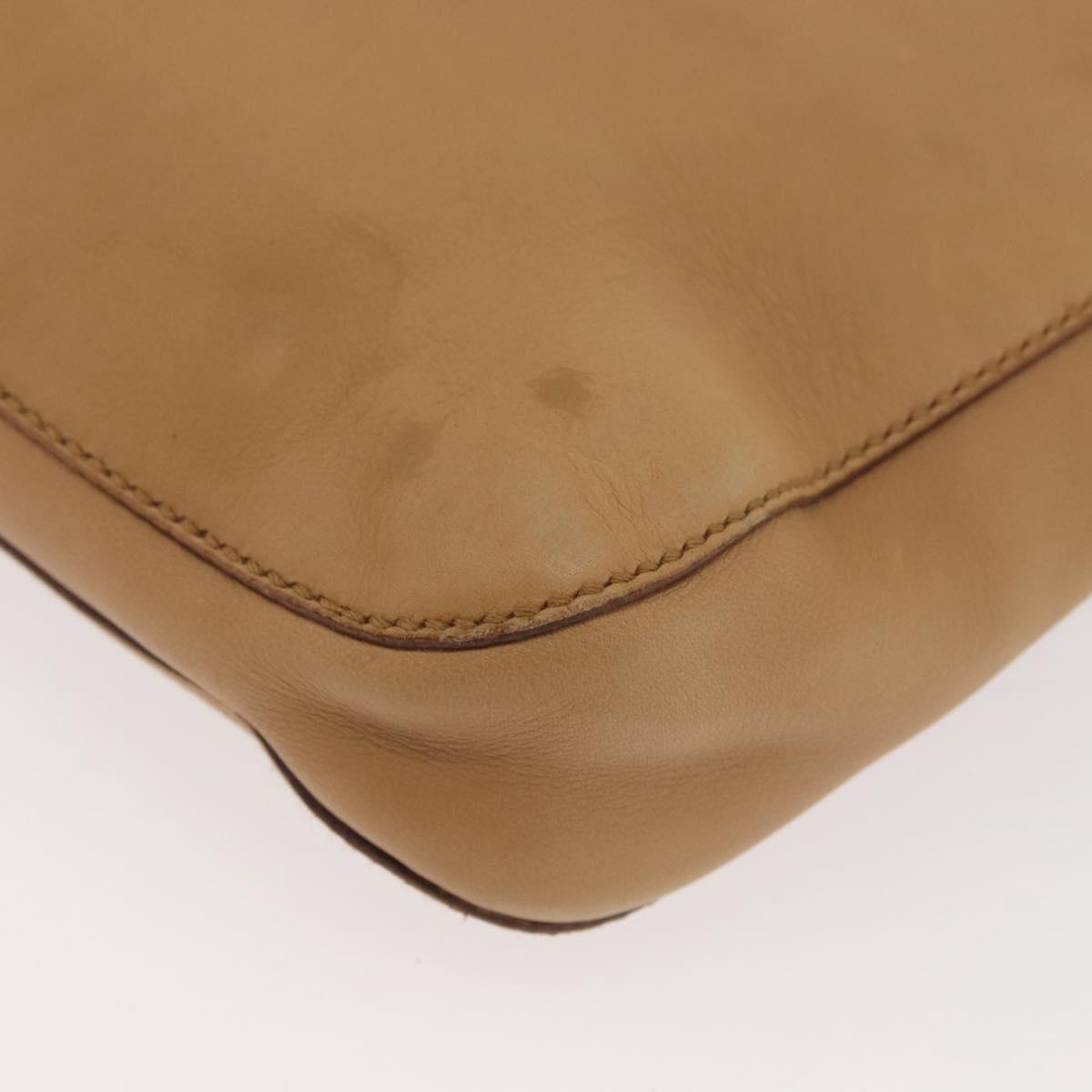 GUCCI Horsebit Shoulder Bag Leather Beige Gold 101975 Auth 176842A