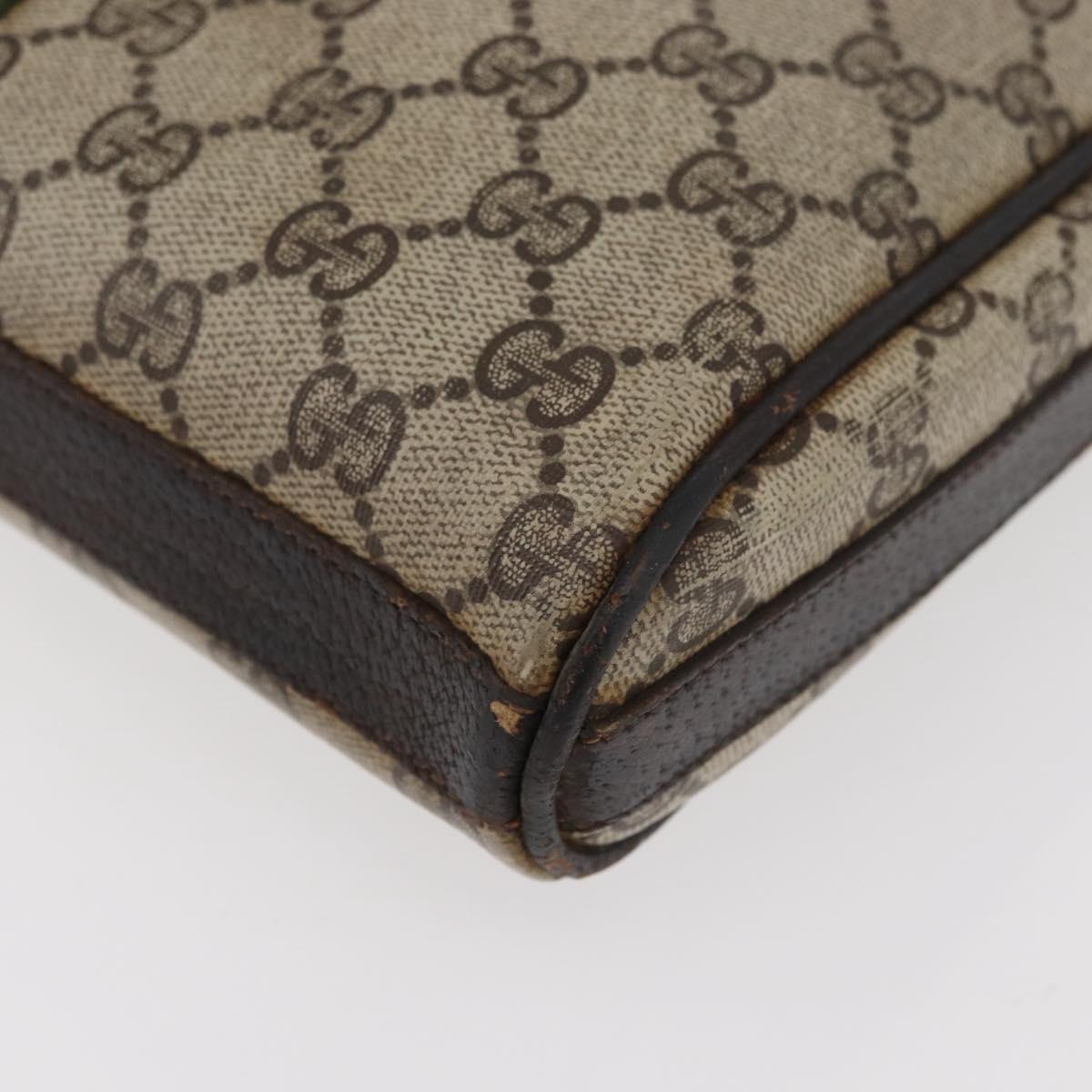 GUCCI GG Supreme Web Sherry Line Shoulder Bag PVC Beige Gold Auth 176846