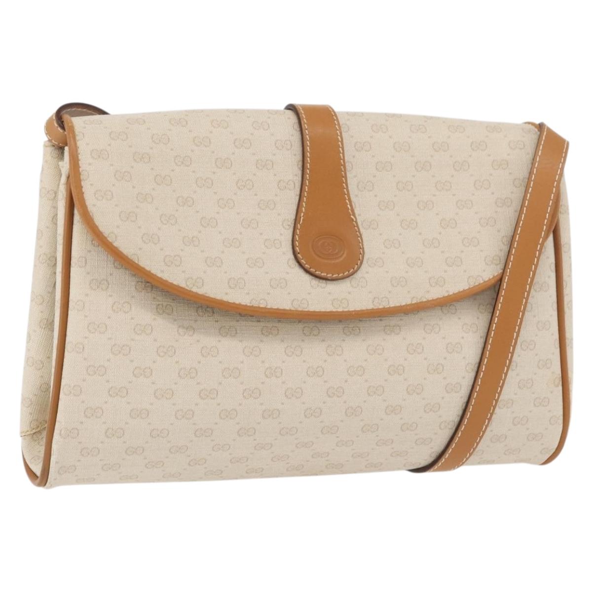 GUCCI Micro GG Supreme Shoulder Bag PVC Ivory Gold 004 14 1923 Auth 176849