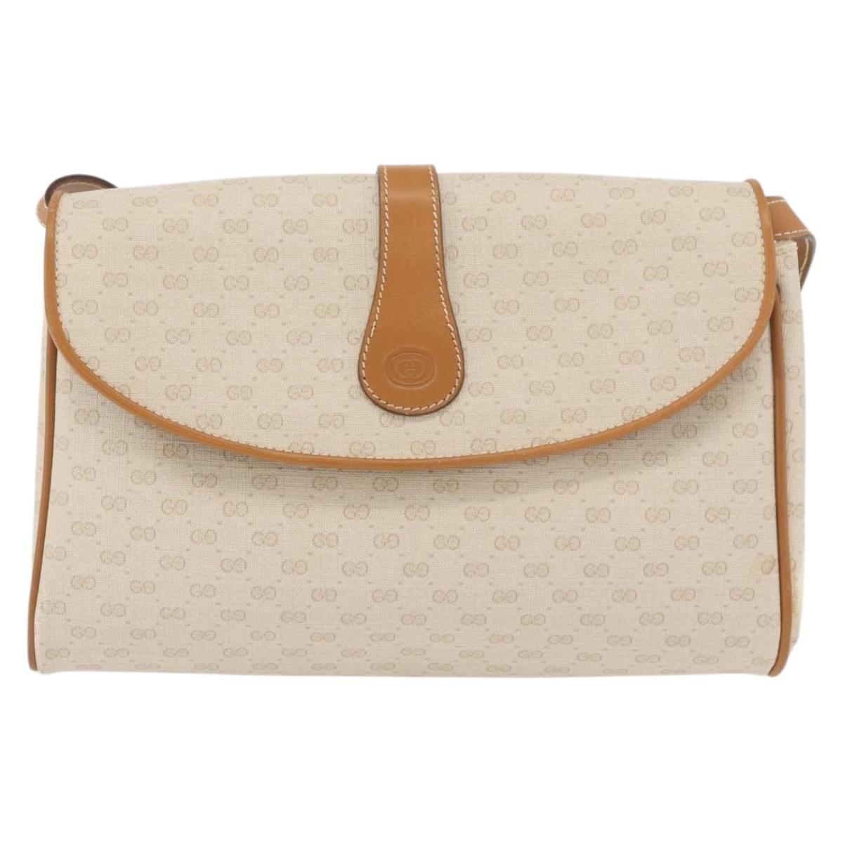 GUCCI Micro GG Supreme Shoulder Bag PVC Ivory Gold 004 14 1923 Auth 176849