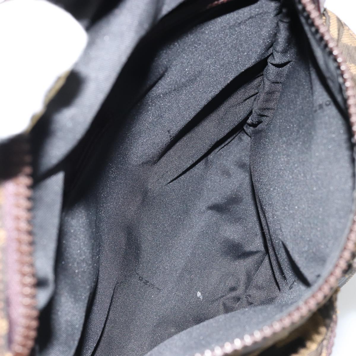 FENDI Zucca Canvas Shoulder Bag Black Brown Auth 176850A