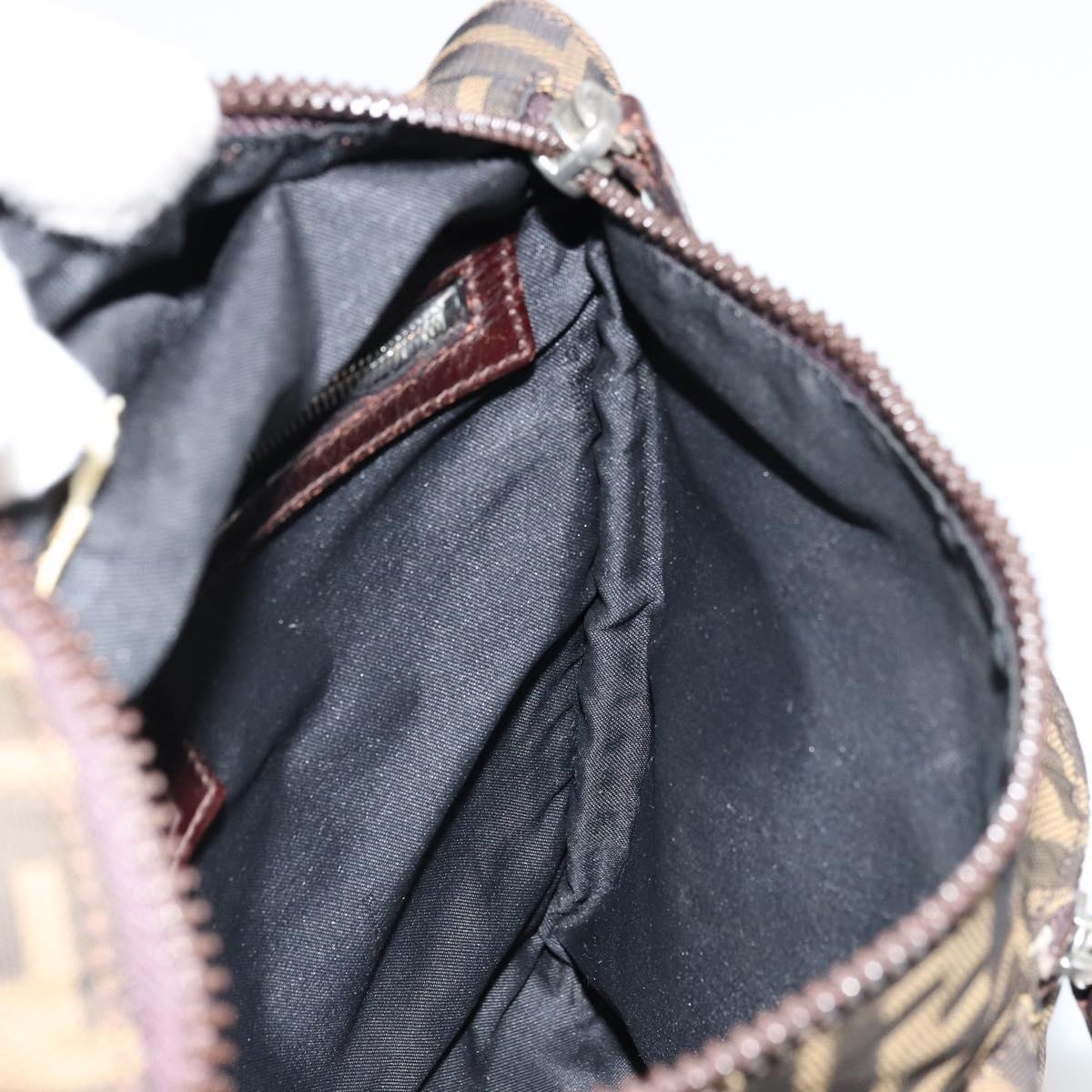 FENDI Zucca Canvas Shoulder Bag Black Brown Auth 176850A