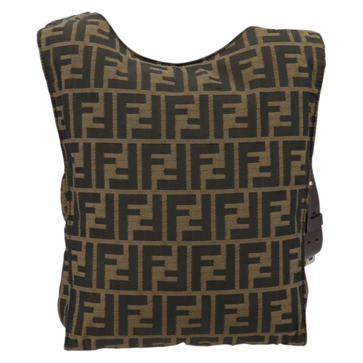 FENDI Zucca Canvas Shoulder Bag Black Brown Auth 176850A