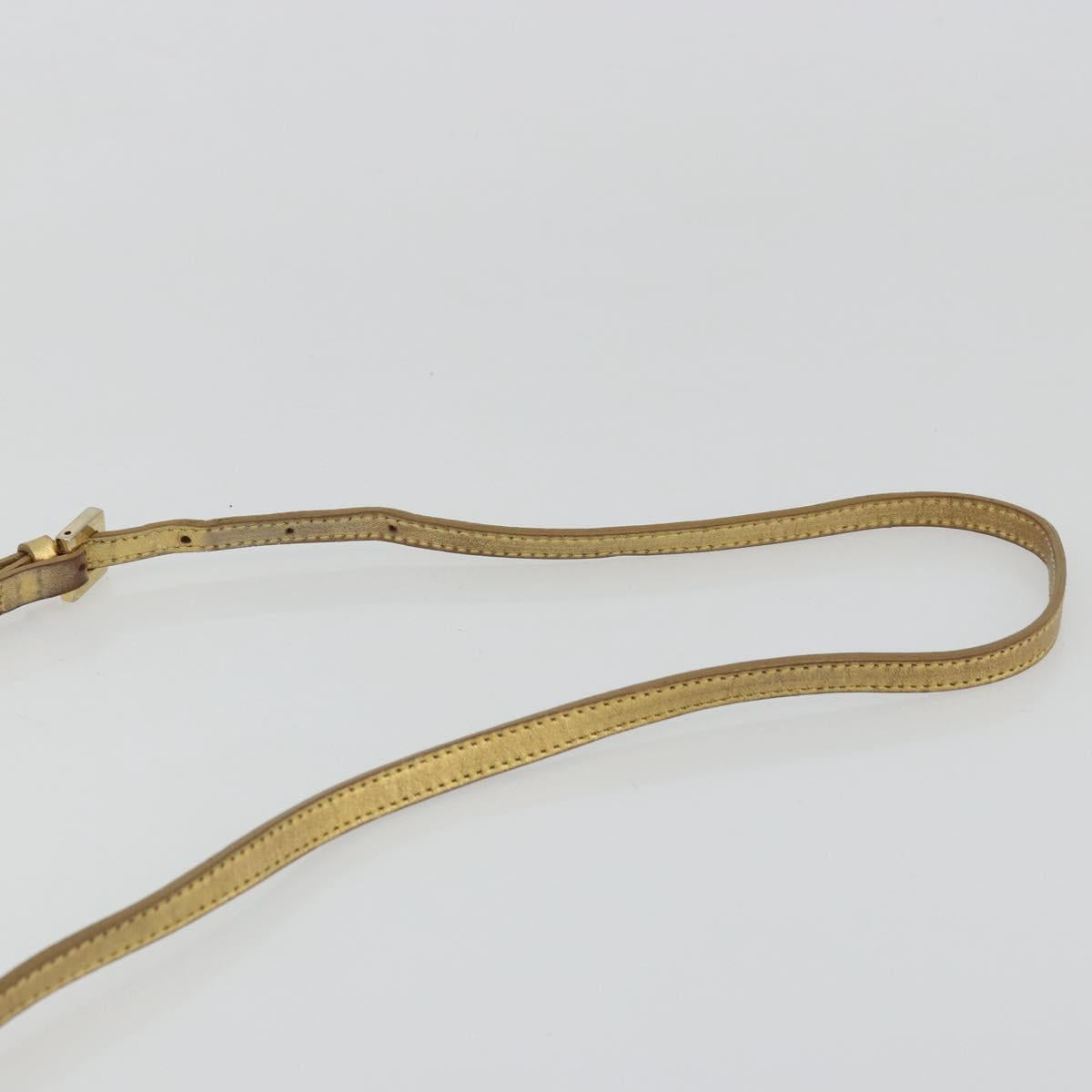 FENDI Mamma Baguette Shoulder Bag Leather Gold Light green Auth 176851A