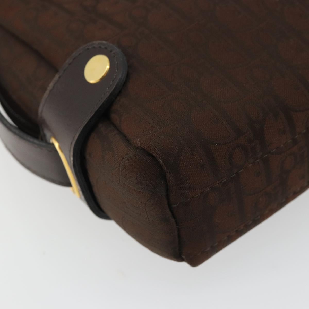 Christian Dior Trotter Canvas Shoulder Bag Brown Gold Auth 176852A