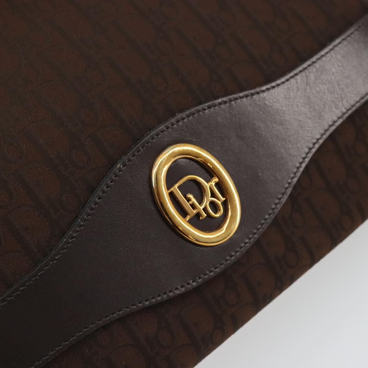 Christian Dior Trotter Canvas Shoulder Bag Brown Gold Auth 176852A