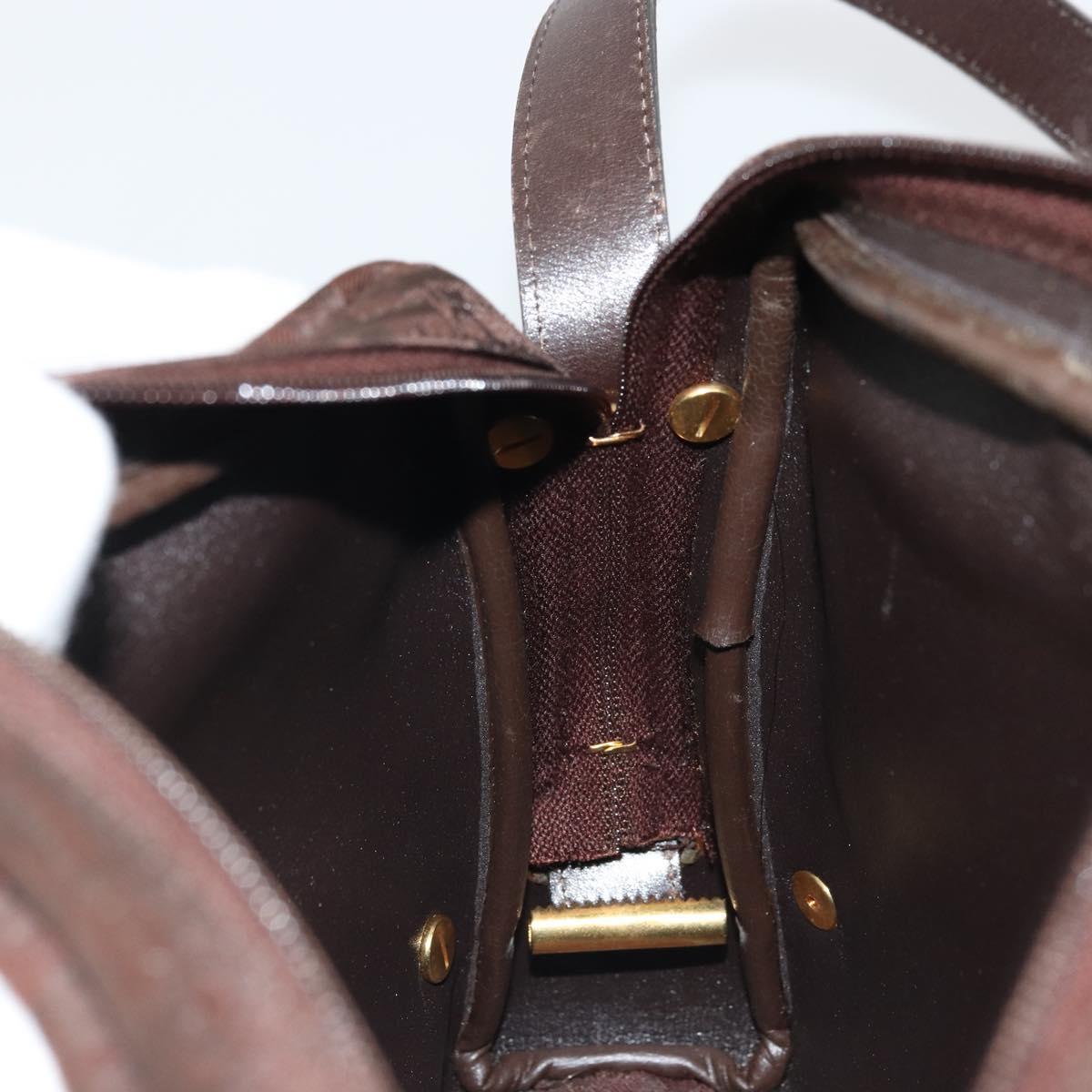 Christian Dior Trotter Canvas Shoulder Bag Brown Gold Auth 176852A