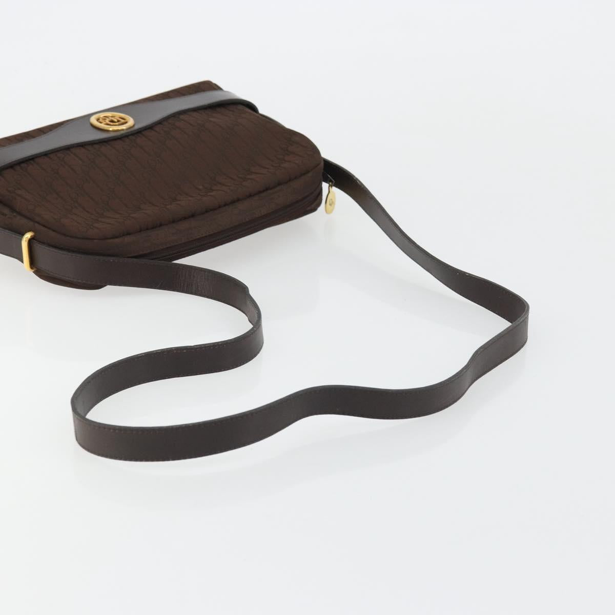 Christian Dior Trotter Canvas Shoulder Bag Brown Gold Auth 176852A