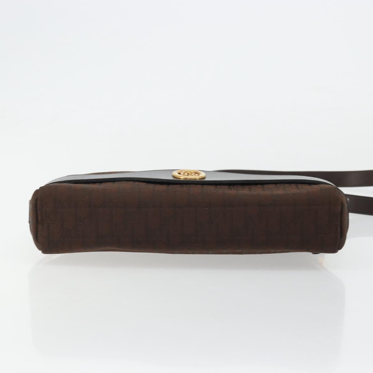 Christian Dior Trotter Canvas Shoulder Bag Brown Gold Auth 176852A