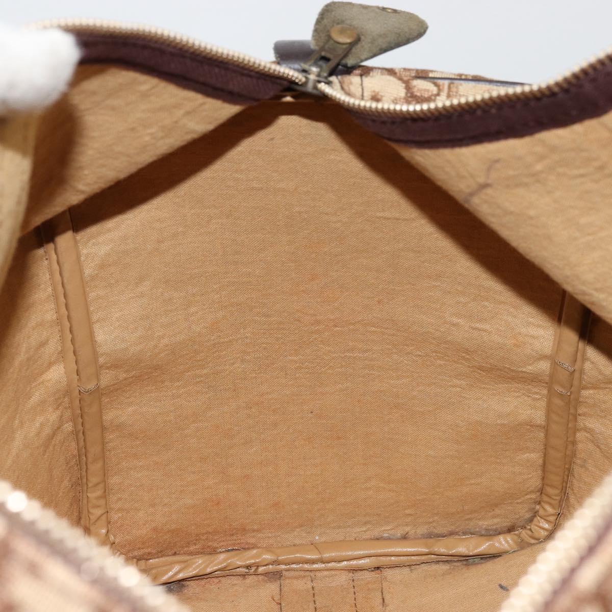 Christian Dior Trotter Canvas Boston Bag Beige Gold Auth 176853