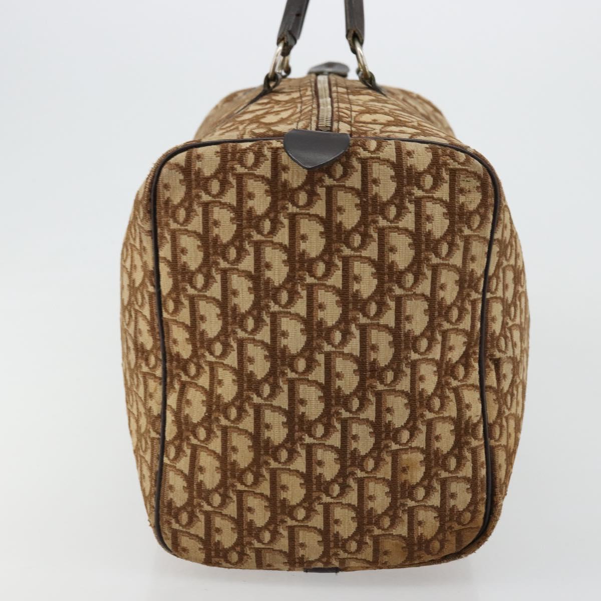 Christian Dior Trotter Canvas Boston Bag Beige Gold Auth 176853