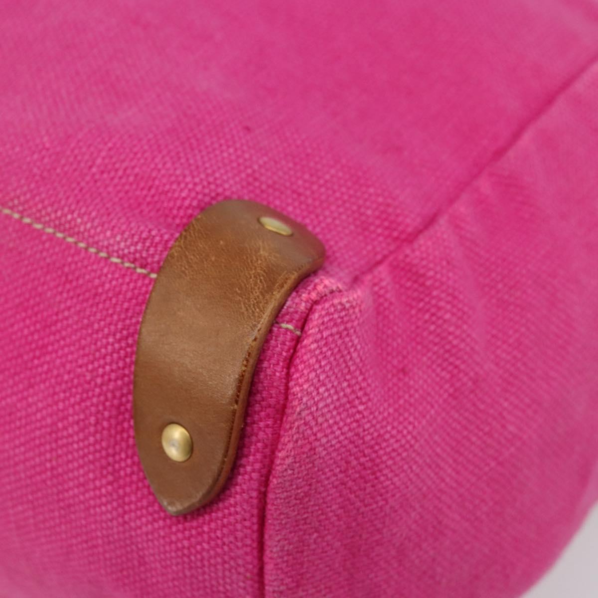 Miu Miu Tote Bag Canvas Pink Gold Auth 176854A