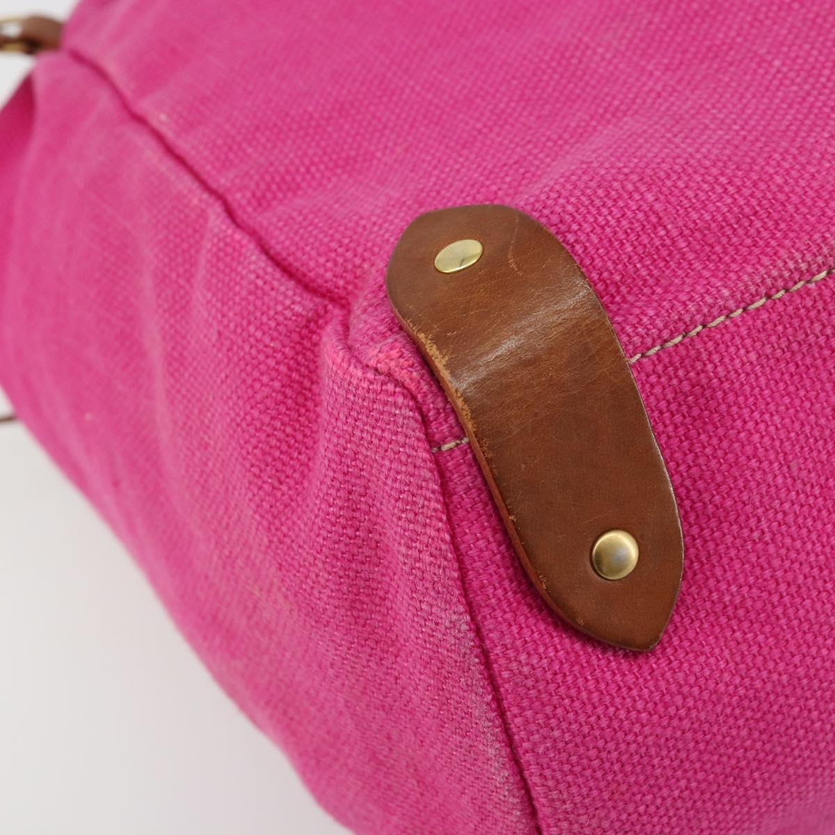 Miu Miu Tote Bag Canvas Pink Gold Auth 176854A
