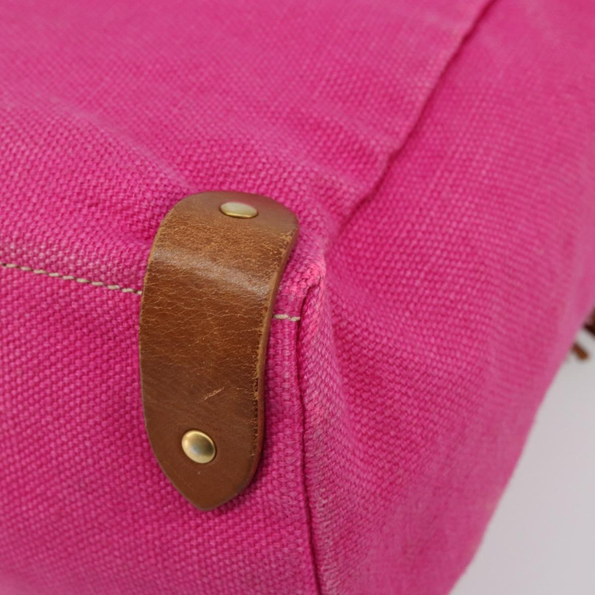 Miu Miu Tote Bag Canvas Pink Gold Auth 176854A