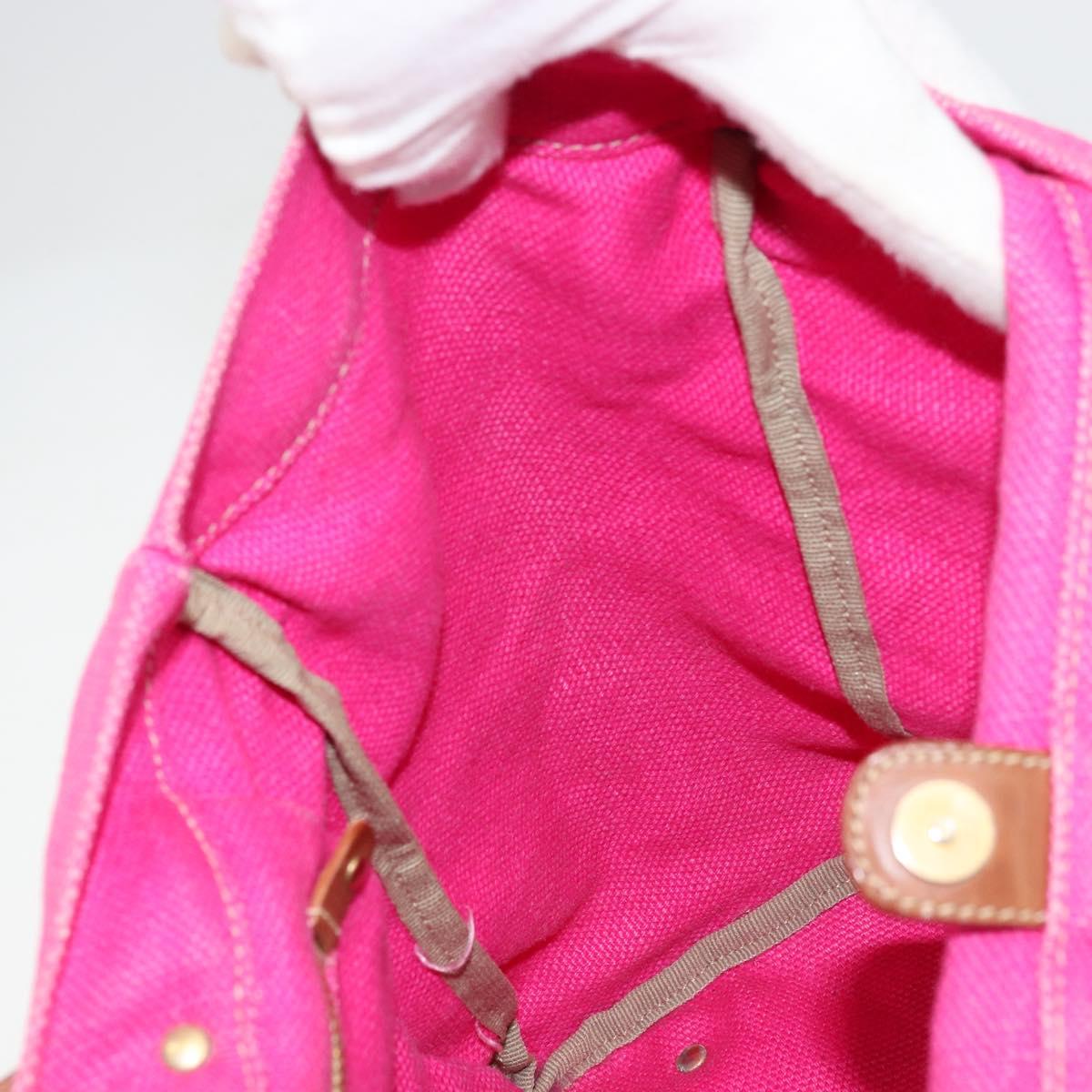 Miu Miu Tote Bag Canvas Pink Gold Auth 176854A