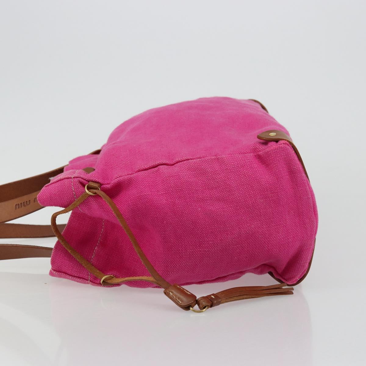 Miu Miu Tote Bag Canvas Pink Gold Auth 176854A