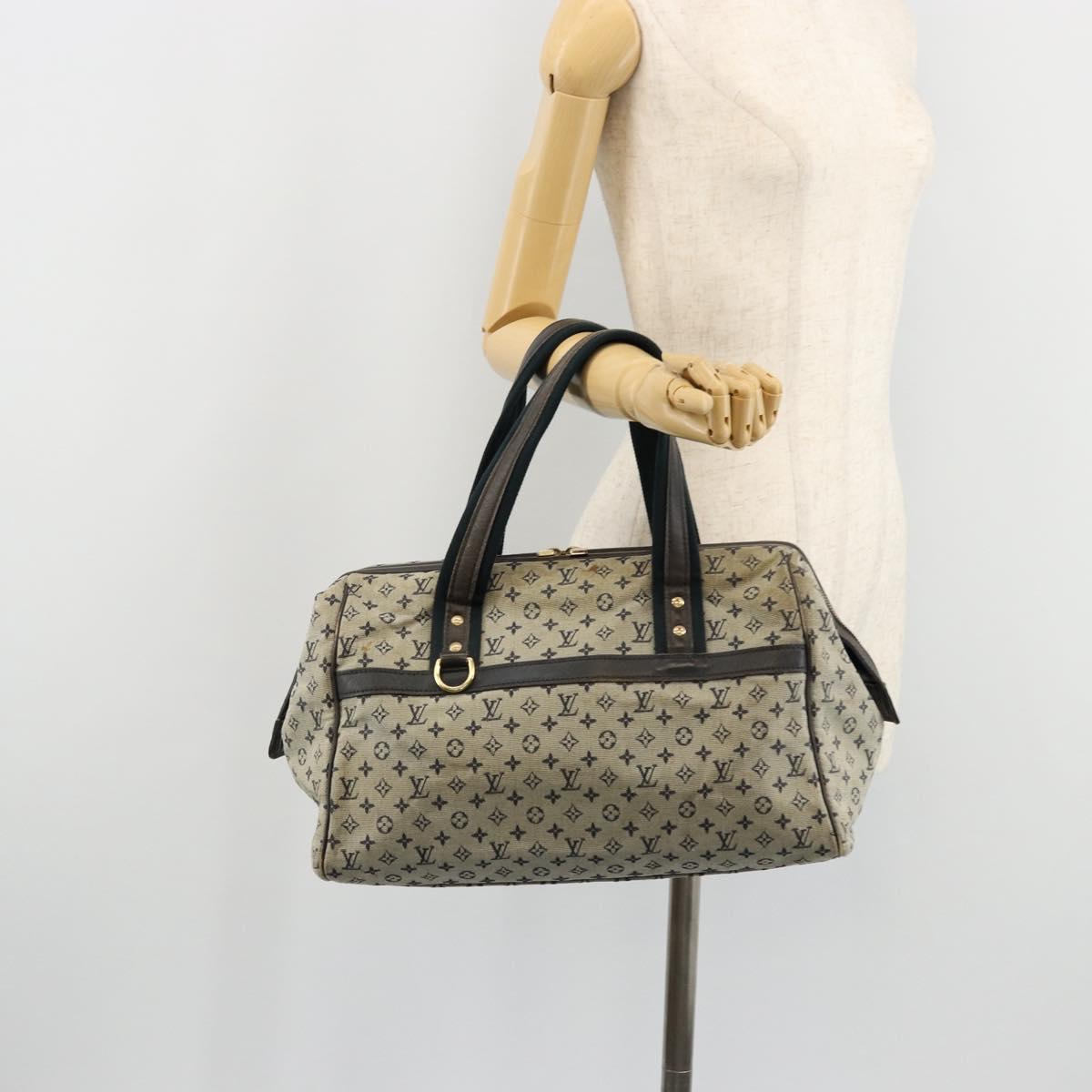 LOUIS VUITTON Monogram Mini Josephine GM Hand Bag Blue M92211 LV Auth 176856