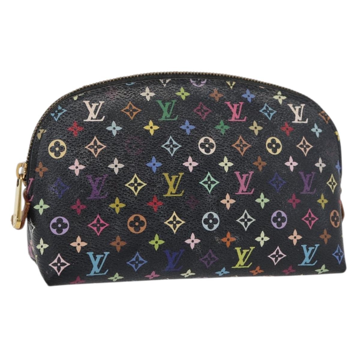 LOUIS VUITTON Multicolor Pochette Cosmetic Pouch Black M47355 LV Auth 176857