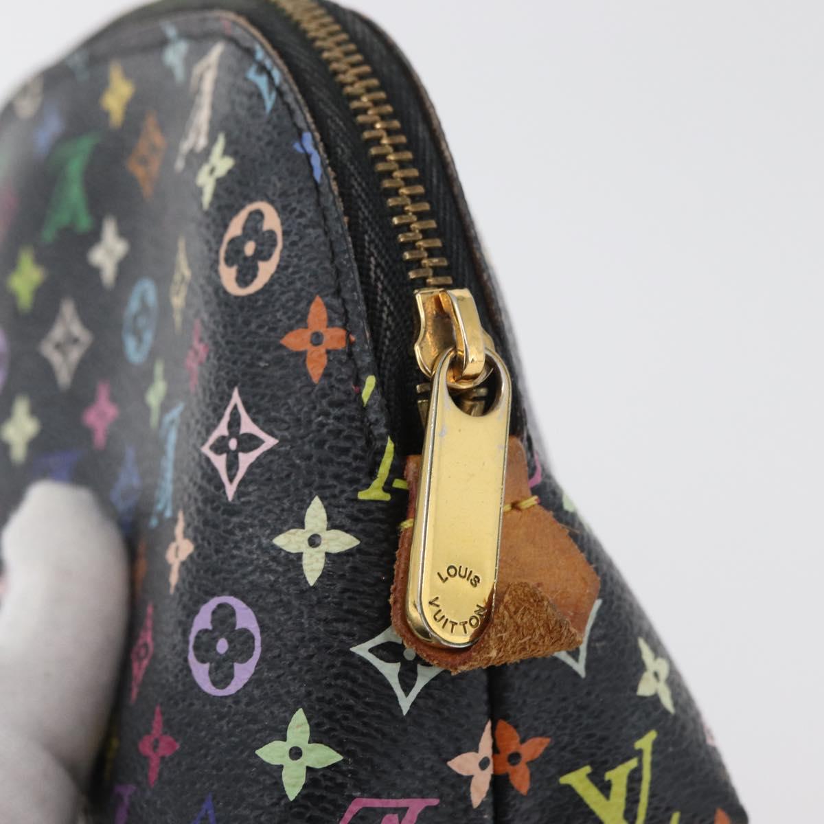 LOUIS VUITTON Multicolor Pochette Cosmetic Pouch Black M47355 LV Auth 176857