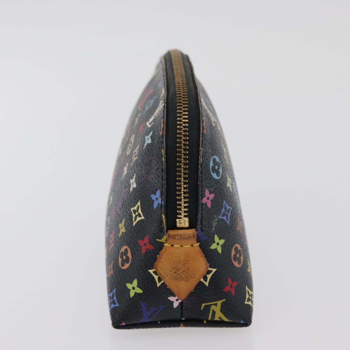 LOUIS VUITTON Multicolor Pochette Cosmetic Pouch Black M47355 LV Auth 176857