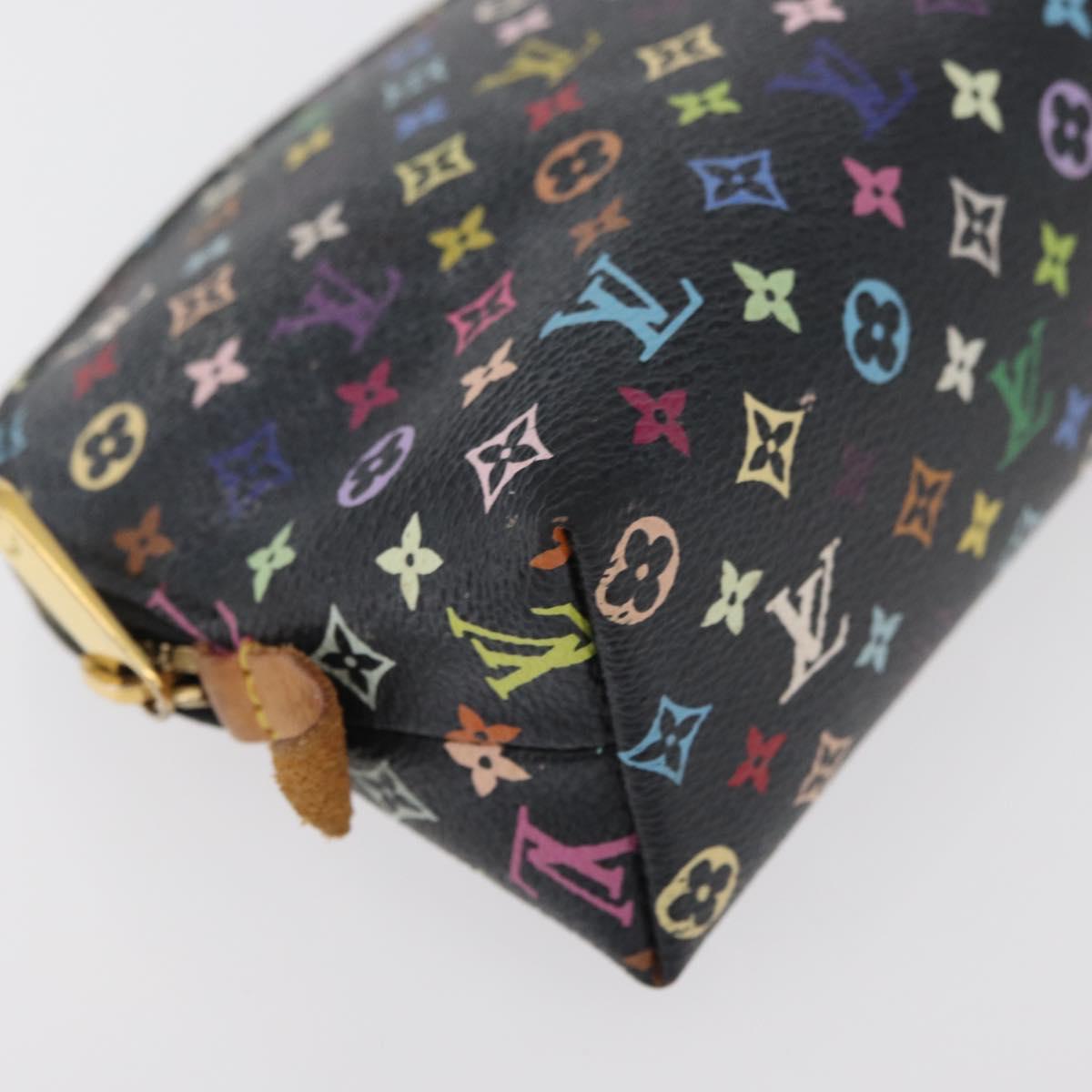 LOUIS VUITTON Multicolor Pochette Cosmetic Pouch Black M47355 LV Auth 176857