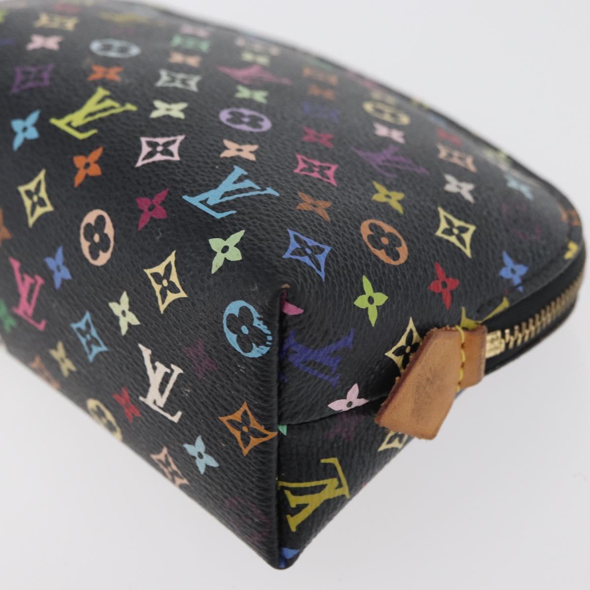 LOUIS VUITTON Multicolor Pochette Cosmetic Pouch Black M47355 LV Auth 176857