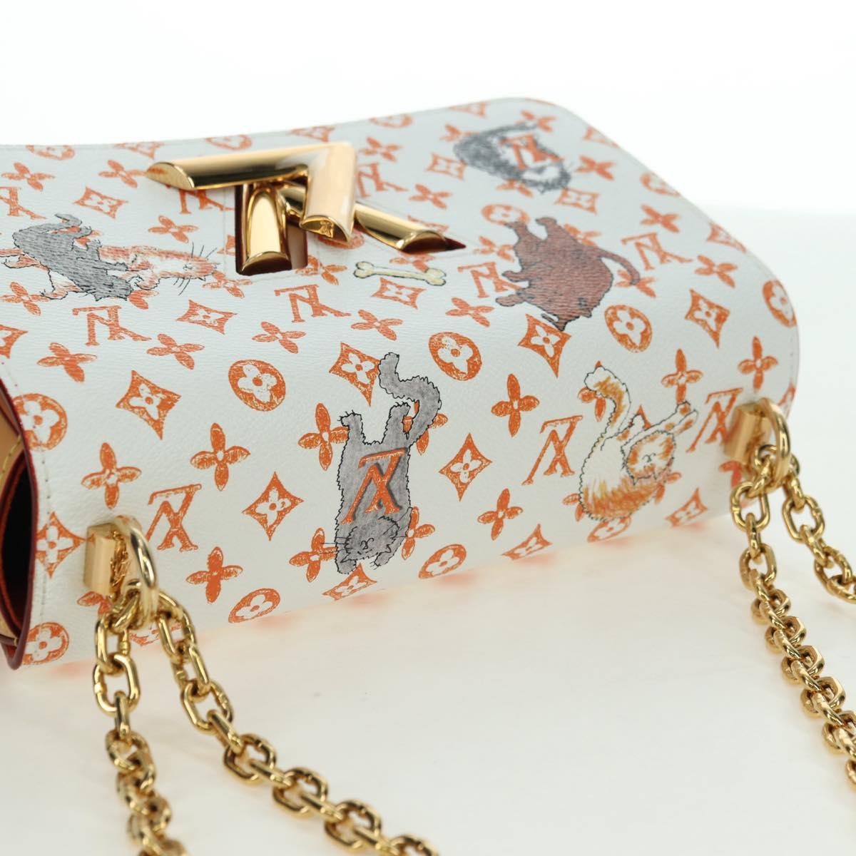 LOUIS VUITTON Catgram Twist MM Shoulder Bag White M44460 LV Auth 176866SM