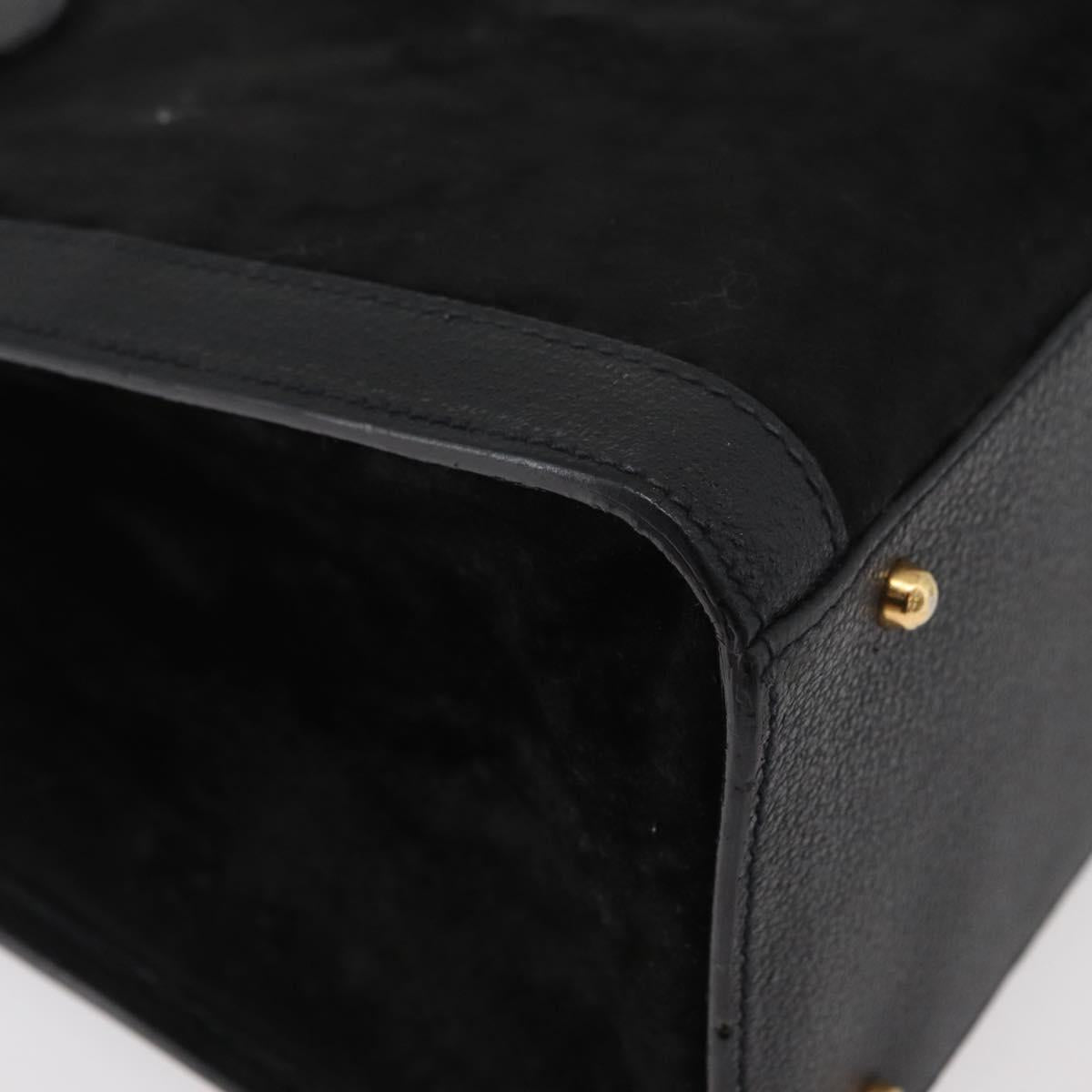 GUCCI Bamboo Hand Bag Suede Leather Black Gold 002 1196 0260 Auth 176869