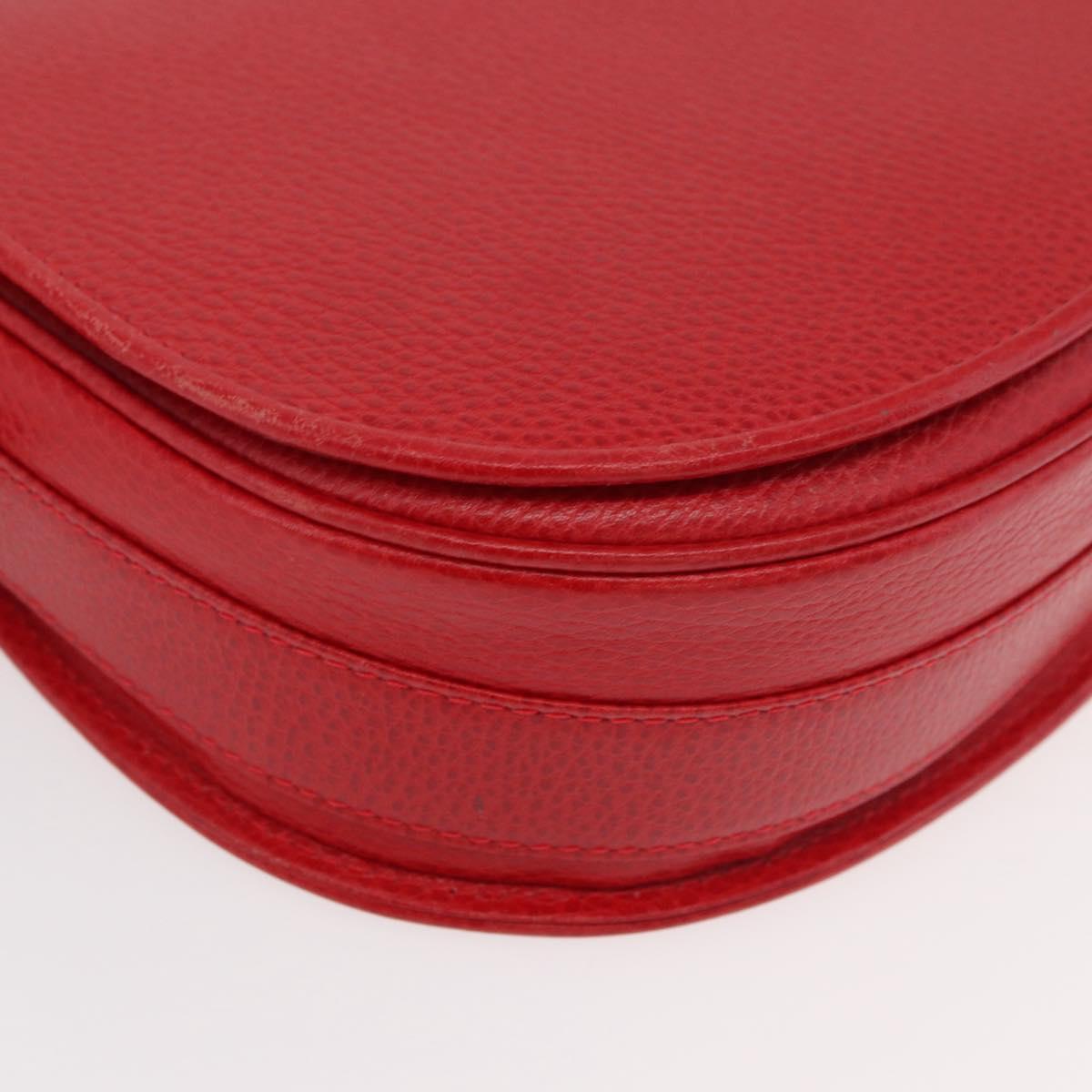 CARTIER Must Line Shoulder Bag Leather Red Gold Auth 176870A