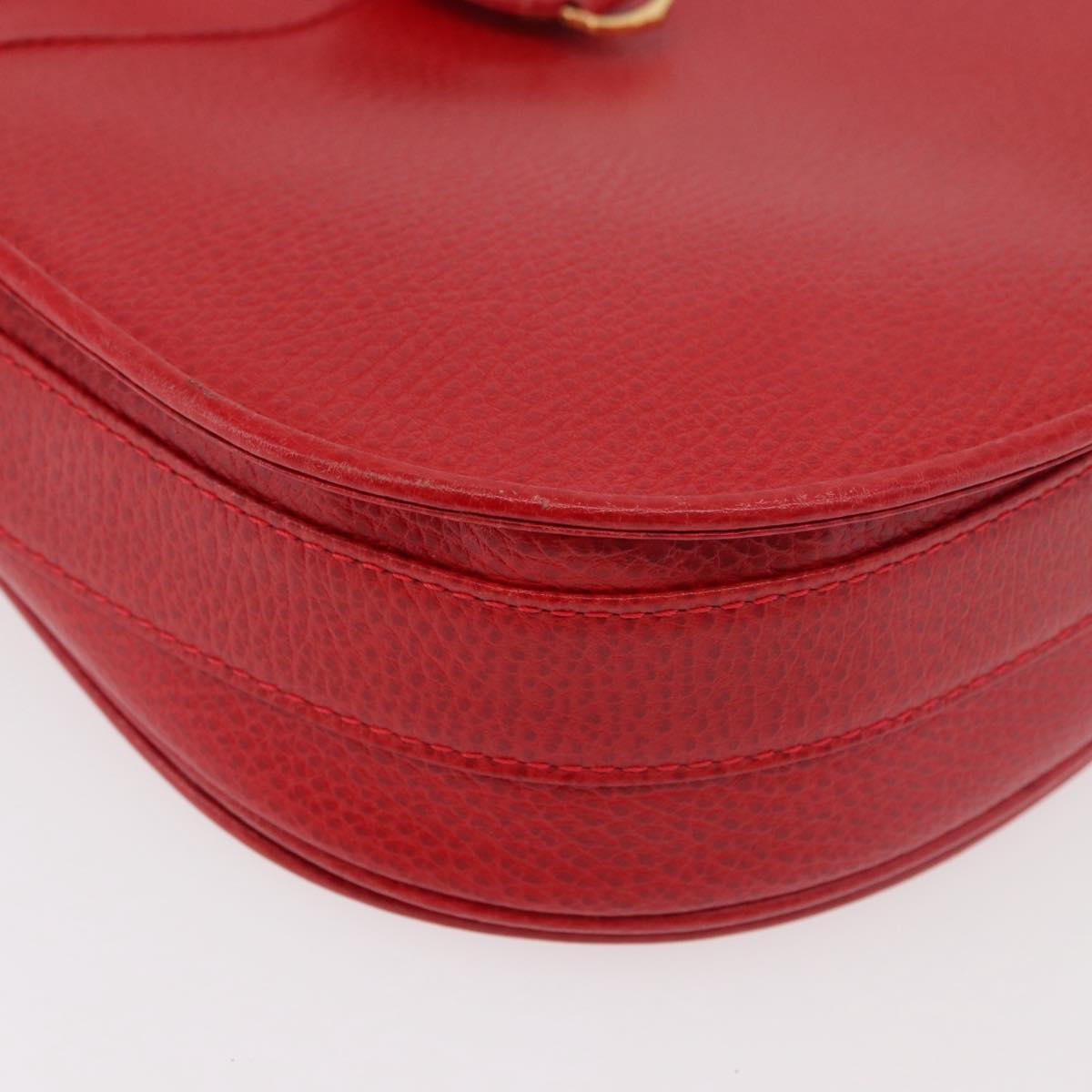 CARTIER Must Line Shoulder Bag Leather Red Gold Auth 176870A