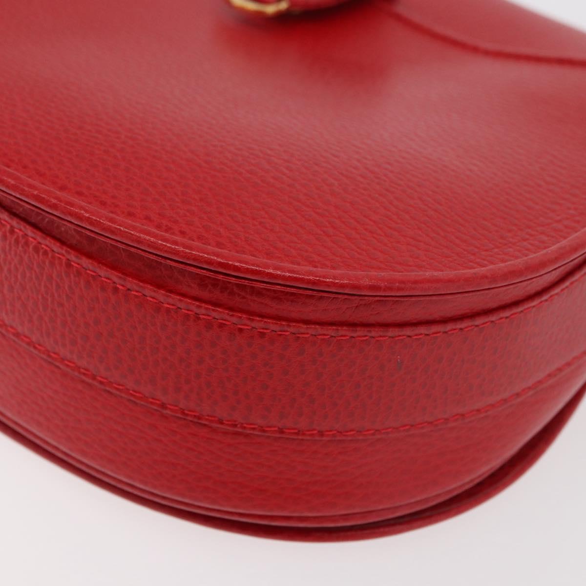 CARTIER Must Line Shoulder Bag Leather Red Gold Auth 176870A