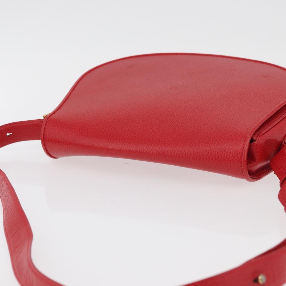CARTIER Must Line Shoulder Bag Leather Red Gold Auth 176870A