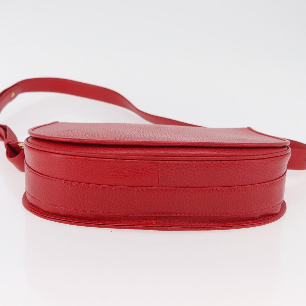 CARTIER Must Line Shoulder Bag Leather Red Gold Auth 176870A