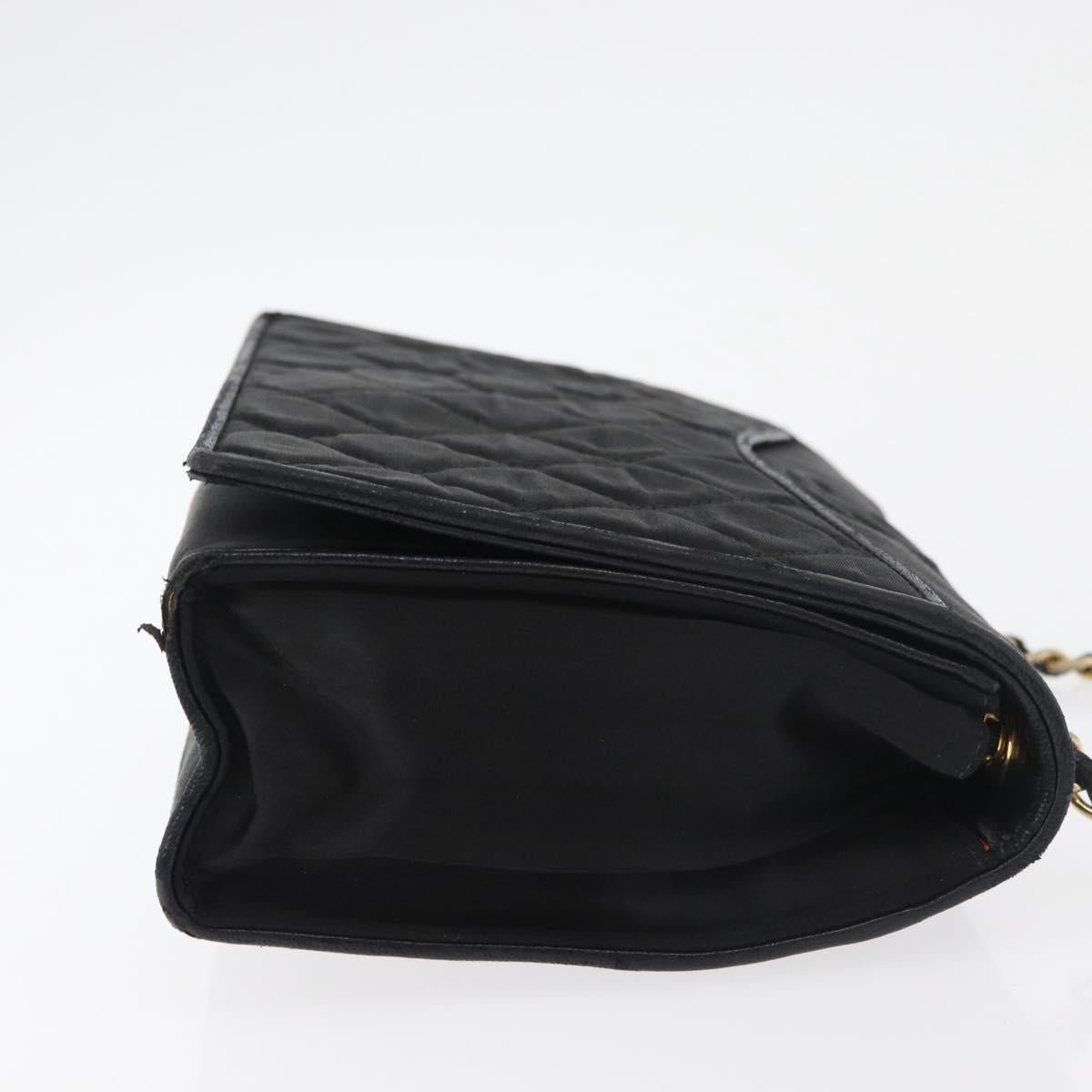 CHANEL Matelasse Chain Shoulder Bag Nylon Black Gold CC Auth 176872