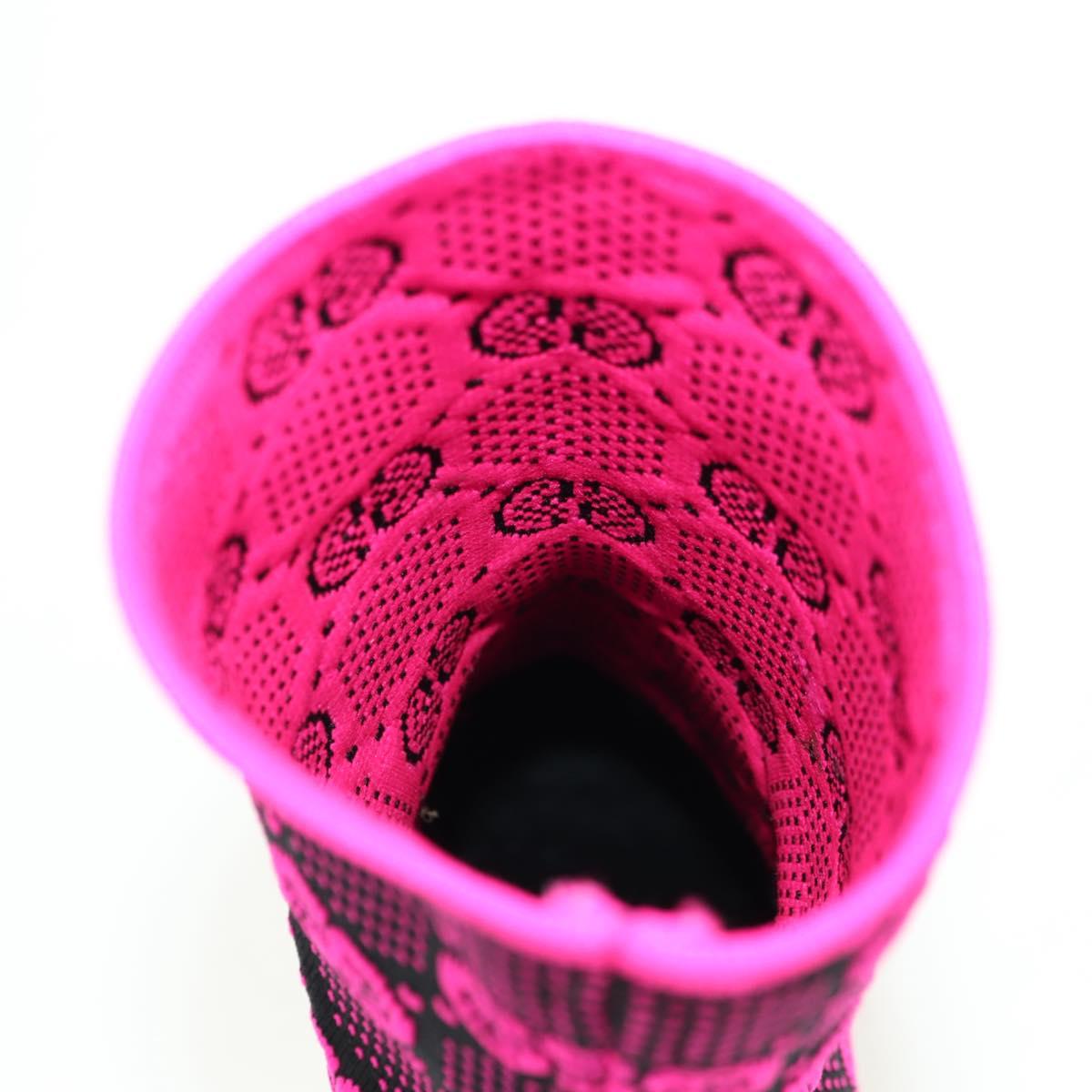 GUCCI GG Canvas Boots 34 Pink Auth 176875M