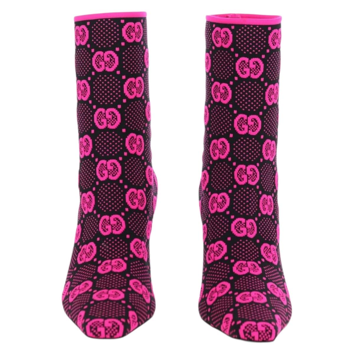 GUCCI GG Canvas Boots 34 Pink Auth 176875M