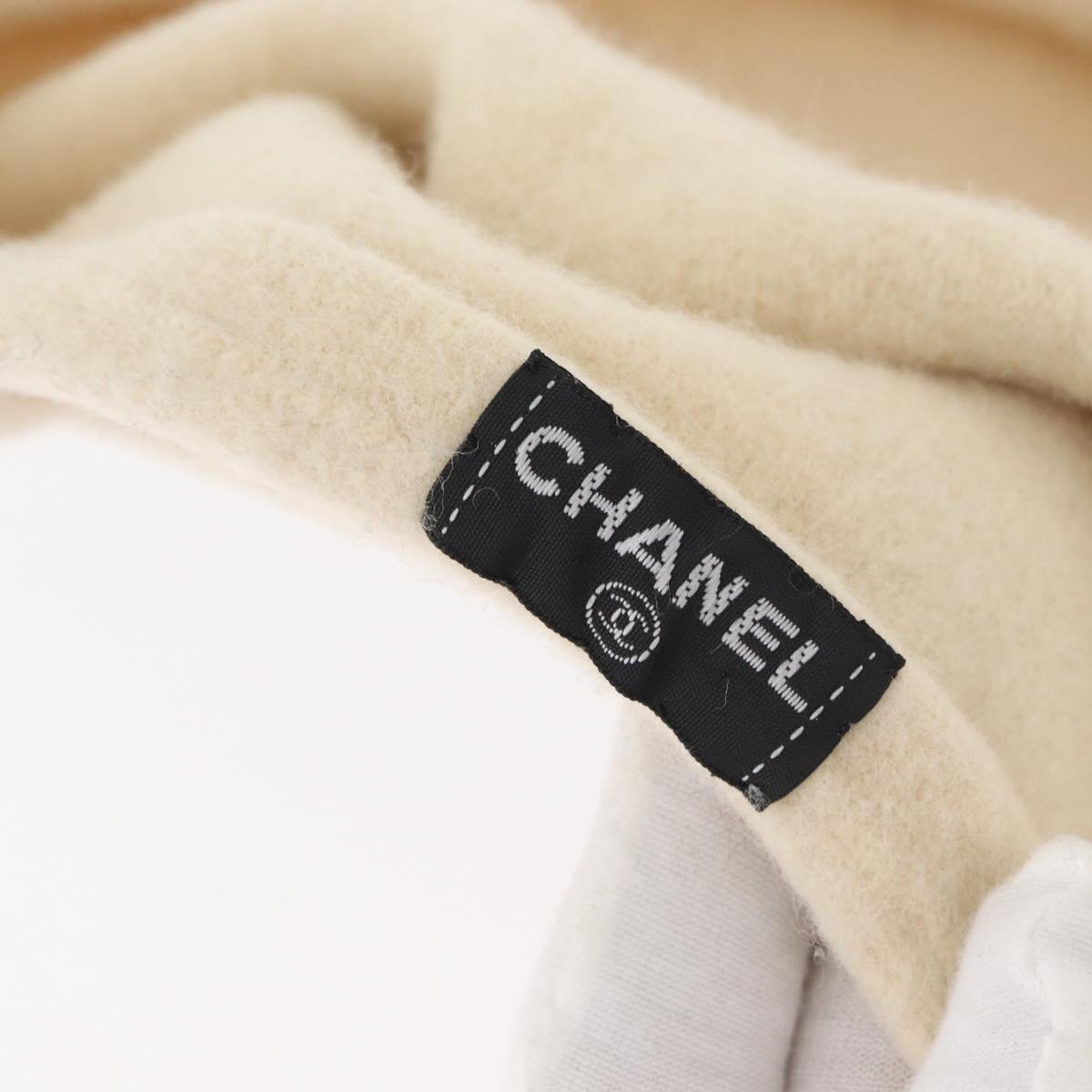 CHANEL Hat Wool Ivory CC Auth 176876A