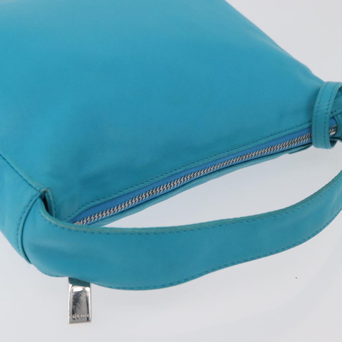 CELINE Hand Bag Leather Blue Silver Auth 176877A