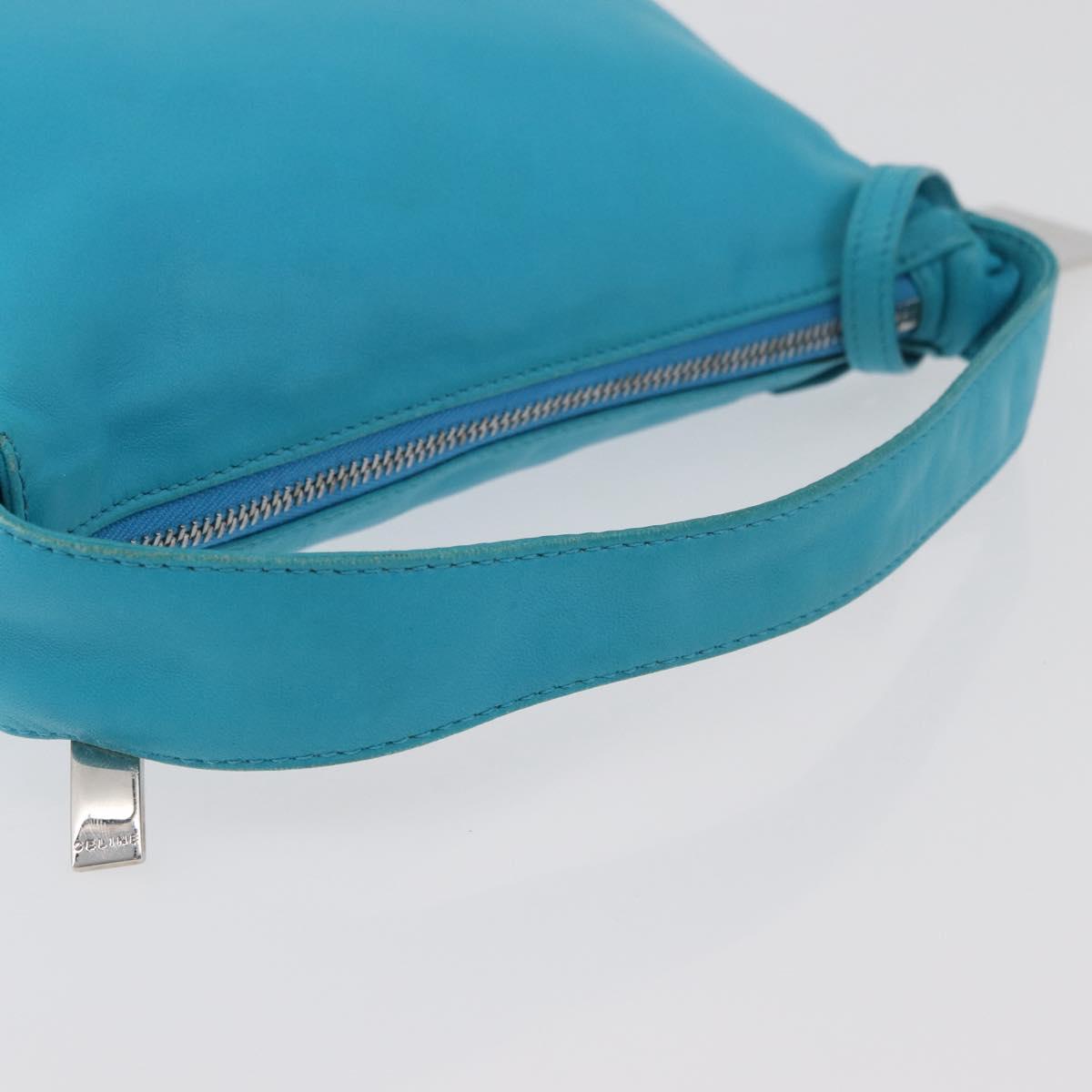 CELINE Hand Bag Leather Blue Silver Auth 176877A