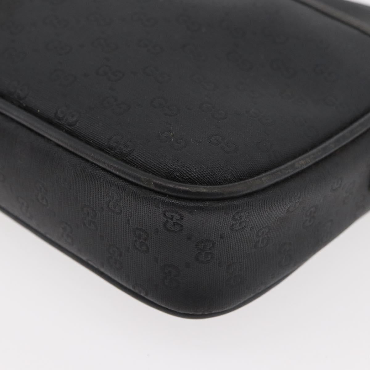 GUCCI Micro GG Supreme Shoulder Bag PVC Black Gold Auth 176880