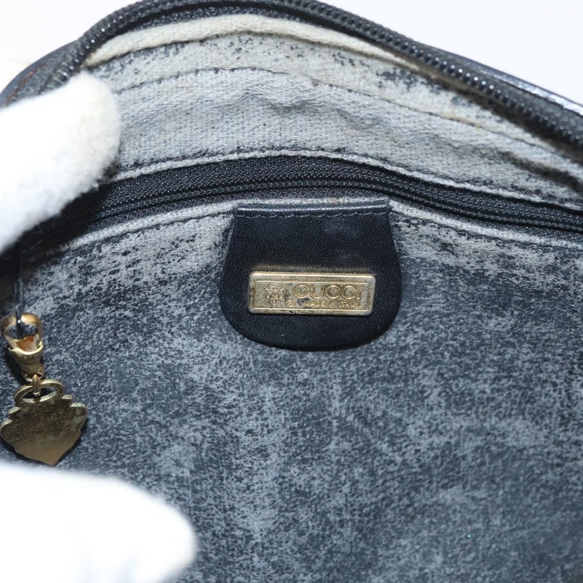 GUCCI Micro GG Supreme Shoulder Bag PVC Black Gold Auth 176880