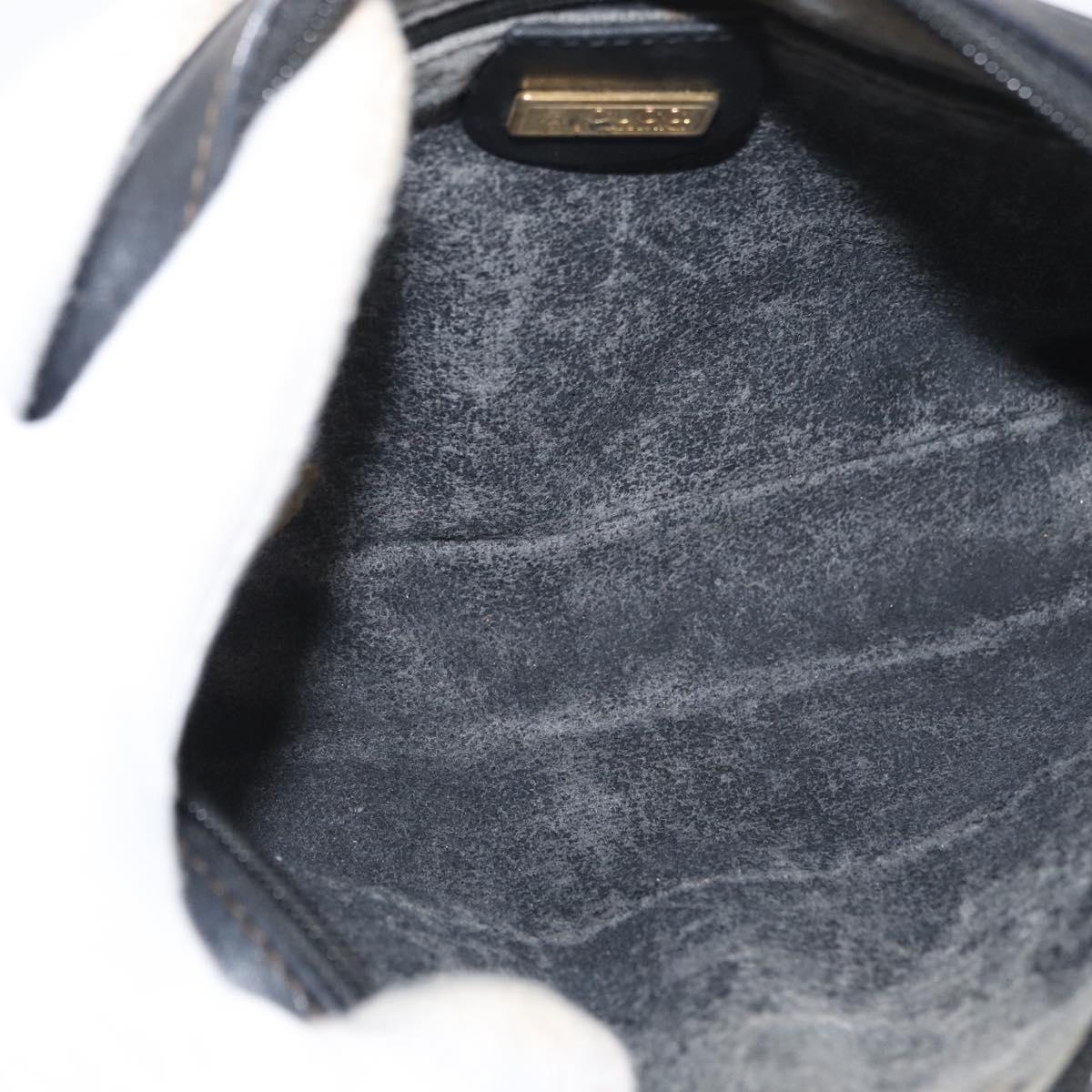 GUCCI Micro GG Supreme Shoulder Bag PVC Black Gold Auth 176880