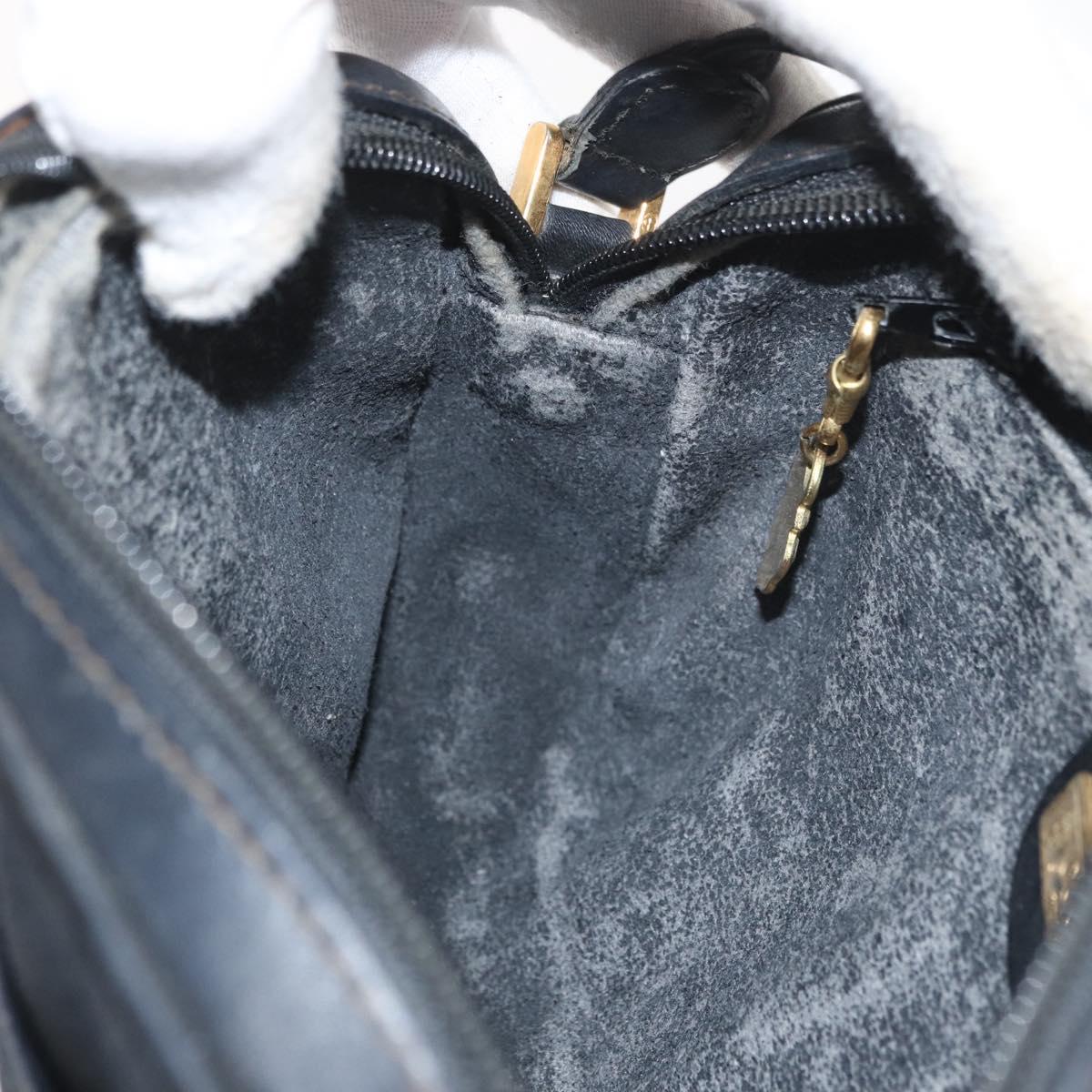 GUCCI Micro GG Supreme Shoulder Bag PVC Black Gold Auth 176880