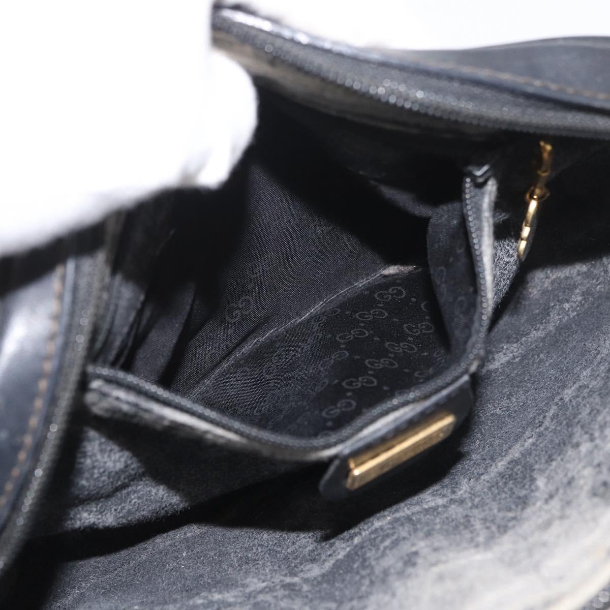 GUCCI Micro GG Supreme Shoulder Bag PVC Black Gold Auth 176880