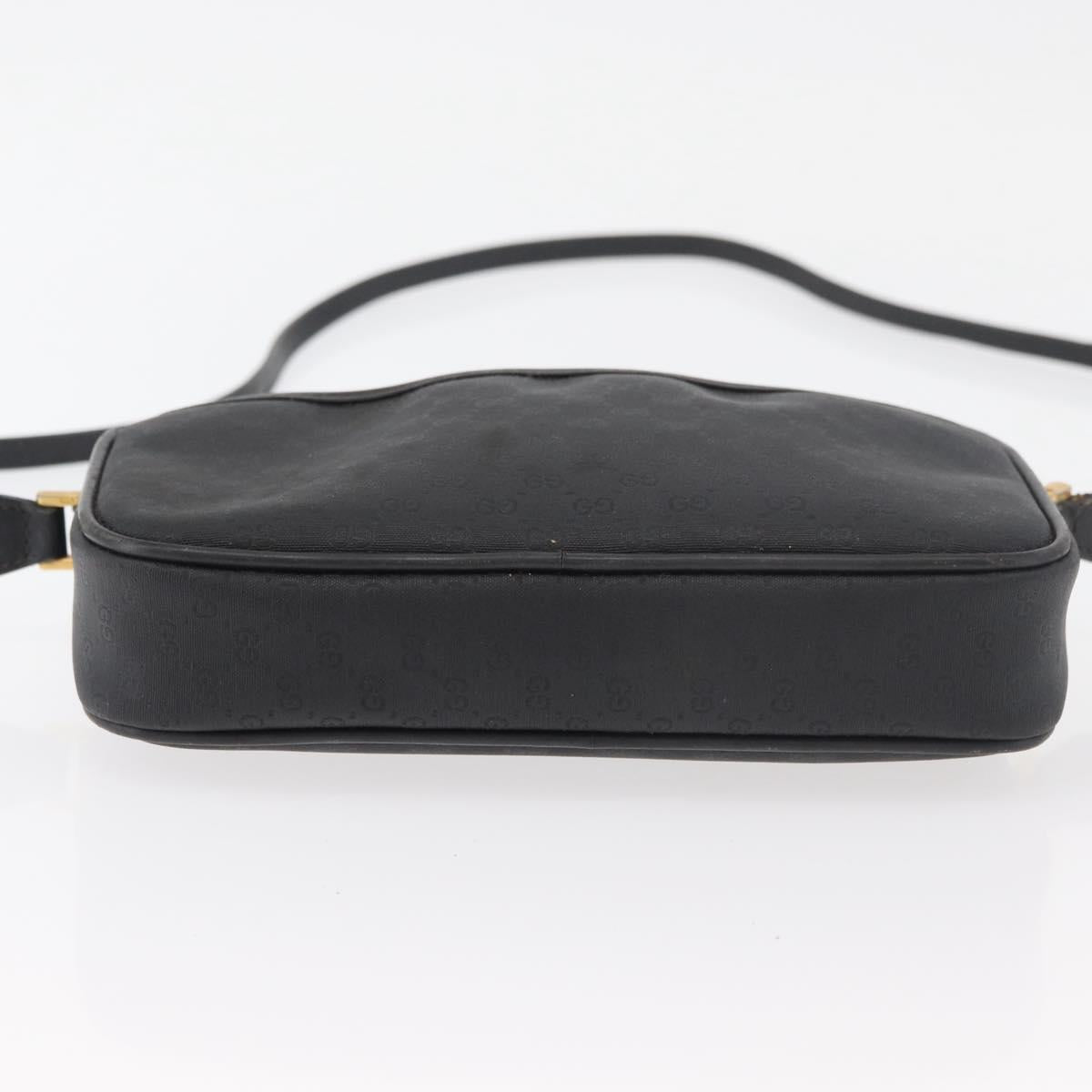 GUCCI Micro GG Supreme Shoulder Bag PVC Black Gold Auth 176880
